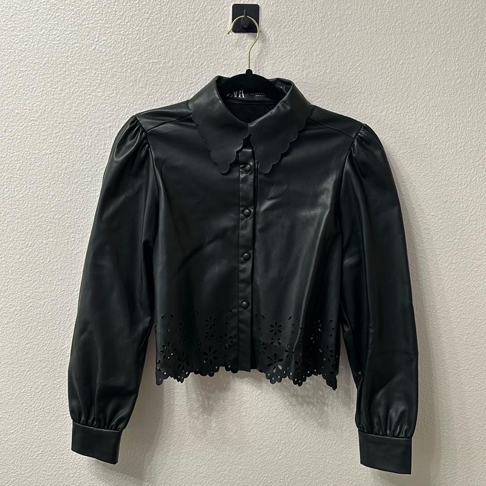 Faux leateher top